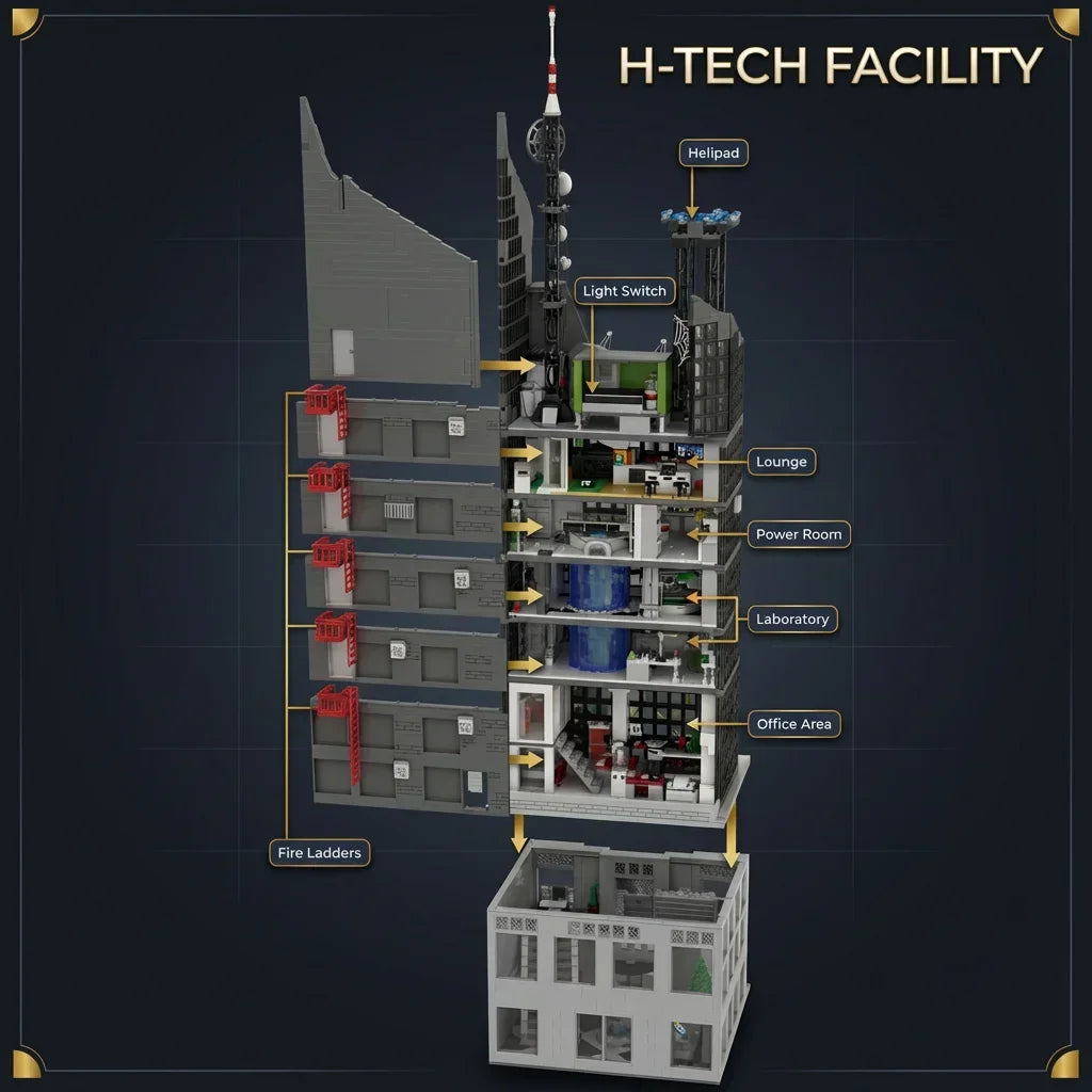 6375 PCS Hero Tower with LED Lights Building Blocks Set – Modular Skyscraper Architecture Model Kit