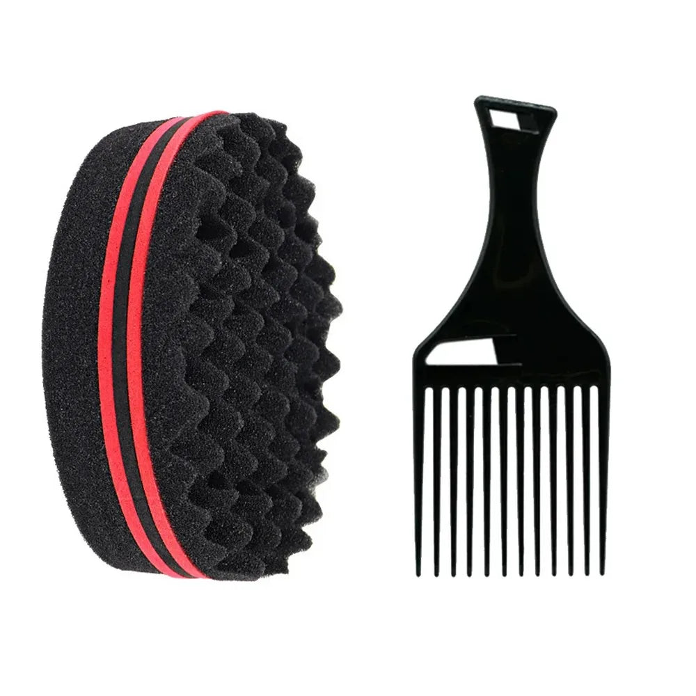Sponge hair brush and comb set, hair styling set with curling comb and curling sponge, suitable for all hair types