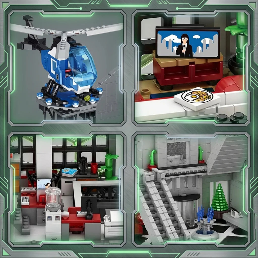 6375 PCS Hero Tower with LED Lights Building Blocks Set – Modular Skyscraper Architecture Model Kit