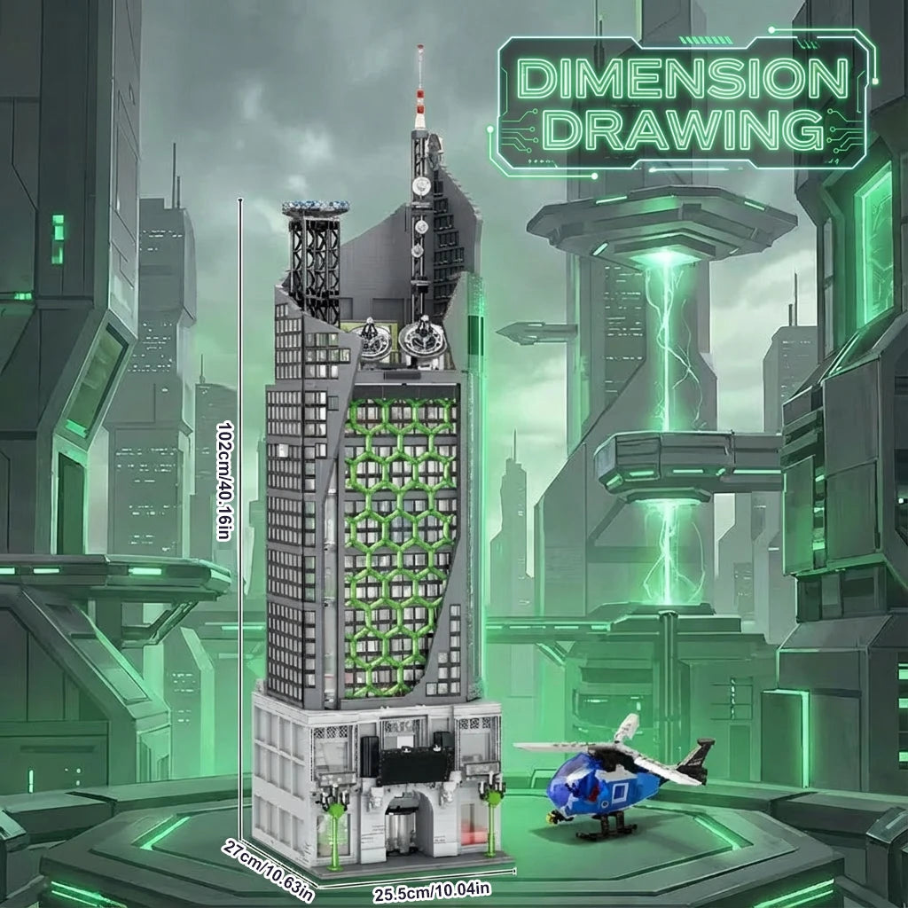6375 PCS Hero Tower with LED Lights Building Blocks Set – Modular Skyscraper Architecture Model Kit
