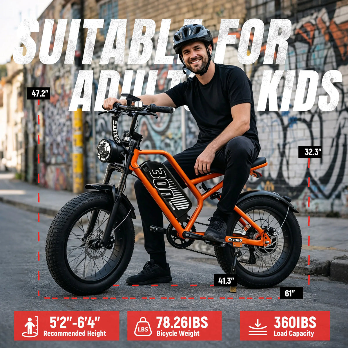 ESKUTE V300 20-Inch Fat Tire Electric Bike