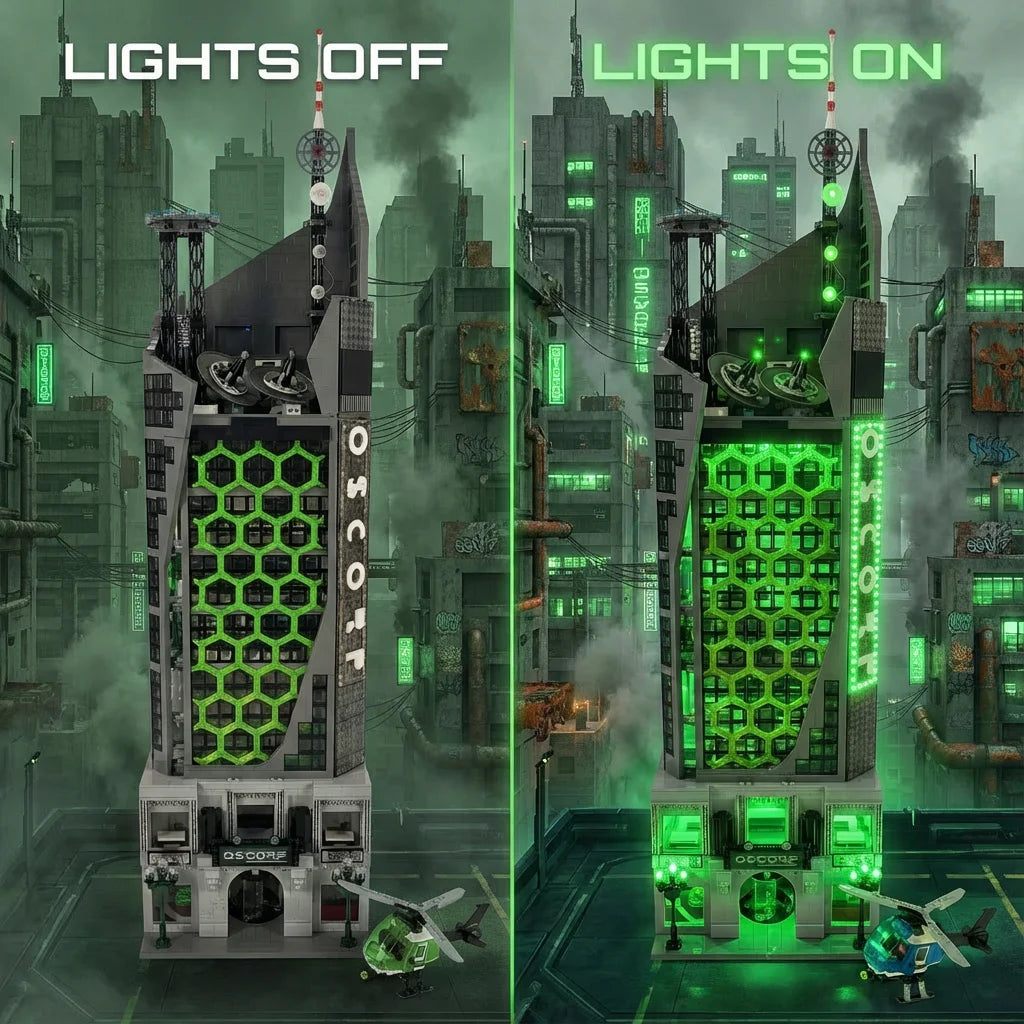 6375 PCS Hero Tower with LED Lights Building Blocks Set – Modular Skyscraper Architecture Model Kit