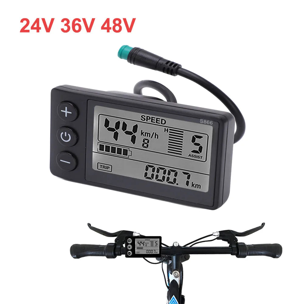 S866 E-Bike LCD Display for 24V, 36V & 48V Systems