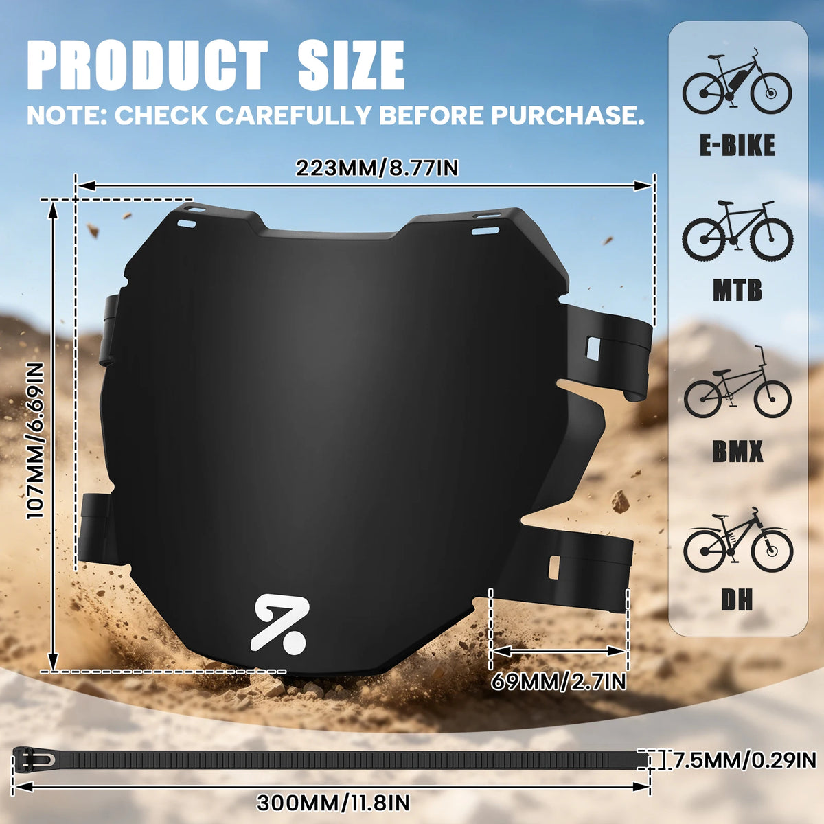 BUCKLOS Front Bike Number Plate for E-Bike, BMX & MTB