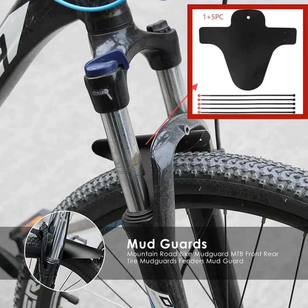 1~10pcs  Bicycle Fender Mountain Carbon Pattern Bike Mud Guard For Front Rear Wheel Mudguard Ultralight Cycling MTB Fender